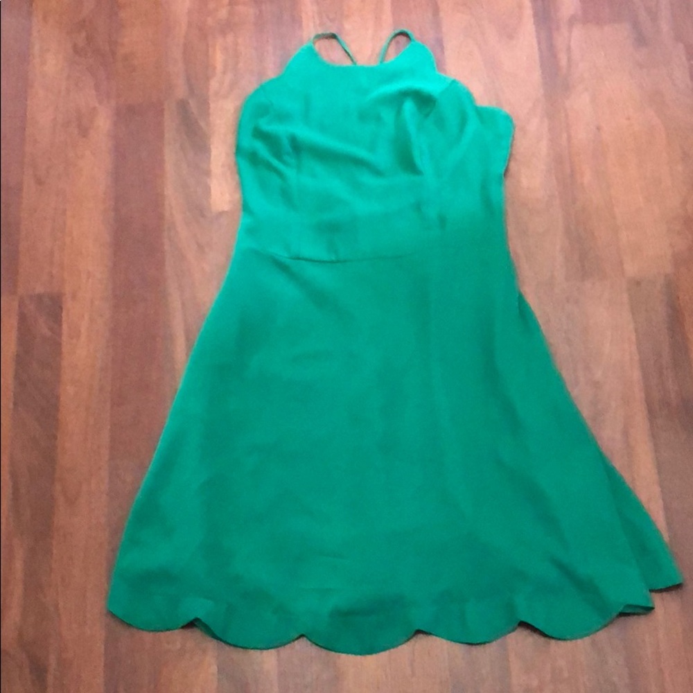 Green Scalloped Dress with Open Back - Size L